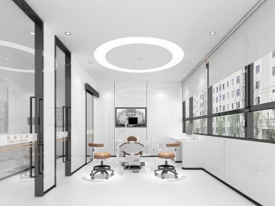 Modern White Hospital Outpatient Clinic Interior With Chairs And Windows 3d model