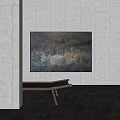 Modern Abstract Forest Painting With Colored Trees On Concrete Wall