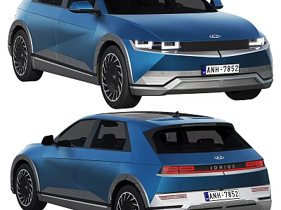 Blue Hyundai IONIQ 5 Exterior Design With Front And Rear Views Sleek Body 3d model
