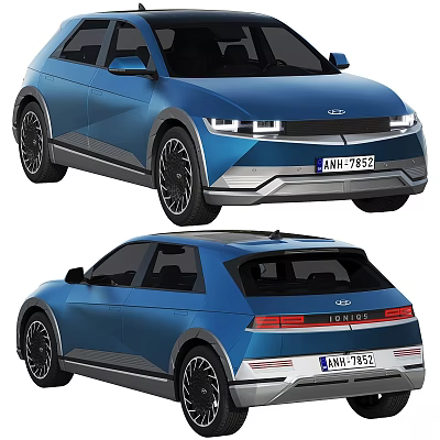 Blue Hyundai IONIQ 5 Exterior Design With Front And Rear Views Sleek Body 3d model