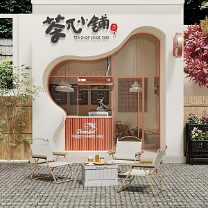 Modern Door Head Milk Tea Shop 3d model
