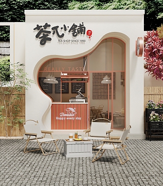 Modern Door Head Milk Tea Shop 3d model