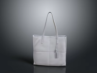 Stylish White Leather Tote Bag With Tassel Decoration For Everyday Use 3d model