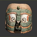 Traditional Green And Orange Decorative Mask With Inlaid Patterns Artistic Facial Attire