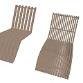 Modern Wooden Lounge Chair With Curved Slatted Structure And Smooth Design Features