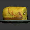 Delicious Yellow Cake Roll With Orange Stripes And White Cream Filling On White Plate