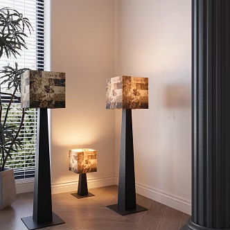 New Chinese floor lamp table lamp combination 3d model