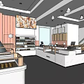Bright Modern Dessert Shop Interior With Pastry Display Cases And White Counter