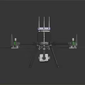 Professional Drone With Four Propellers Black Body And Blue Top Equipment