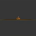 3D Island Scene Featuring Building With Red Roof Flag Trees Wooden Path And Water