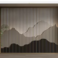New Chinese background wall landscape grid background wall landscape wall cloud partition 3d model