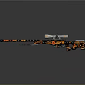 Custom Sniper Rifle Design With Colorful Patterns And Scope On Reflective Surface