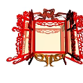 Traditional Red Chinese Lantern With Intricate Cut Out Design Square Frame And Golden Base
