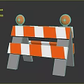 Orange And White Striped Traffic Barrier With Reflective Balls For Construction 3d model