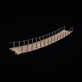 Long Wooden Suspension Bridge With Rope Railings And Outdoor Deck Design