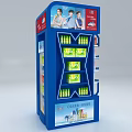 Multi Tiered Retail Display Shelf With Beverage Bottles And Top Advertising Posters 3d model