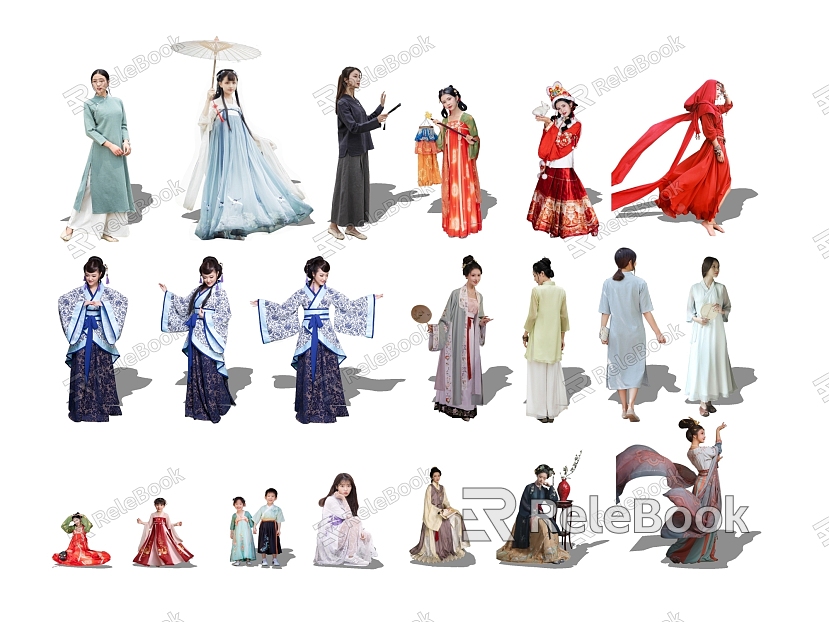 2d character ancient costume character hanfu character ancient beauty cheongsam woman republican costume classical hanfu woman child child model