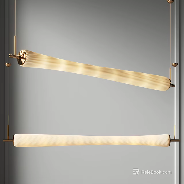 Modern Pendant Chandelier with Wave Pattern Design Golden Metal Frame for Interior Decoration 3d model 