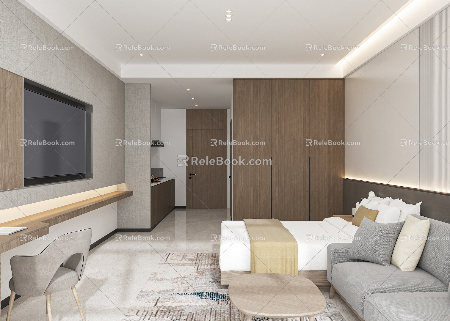 Modern Guest Room Standard 3d model