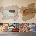 Stylish Abstract Rugs with Various Colorful Patterns Displayed on Wall and Floor