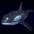 Mechanical Shark With Glowing Lights Futuristic Design And Emblem Details