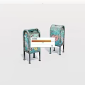 Teal Public Mail Boxes With MAIL BOX Text Smiley Face And Envelope Graphics
