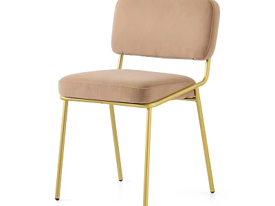 Modern Elegant Single Chair With Beige Upholstered Seat And Golden Metal Legs 3d model