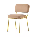 Modern Elegant Single Chair With Beige Upholstered Seat And Golden Metal Legs