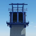 Road Infrastructure Blue Mechanical Structure On Concrete Tower For Bridge Construction 3d model