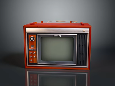 Vintage ENOVI Computer Monitor With Red Case Silver Frame And Control Knobs 3d model