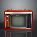 Vintage ENOVI Computer Monitor With Red Case Silver Frame And Control Knobs 3d model