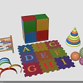 Children's Room Furniture With Colorful Alphabet Play Mat Building Blocks And Stacking Toys