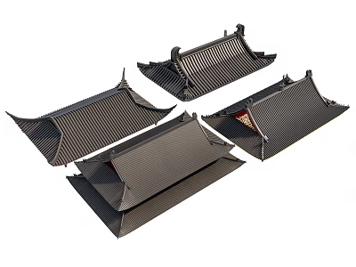 Traditional Chinese Roof Components Featuring Classic Eaves And Tile Structures In Oriental Style 3d model