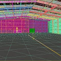 Spacious Industrial Indoor Warehouse Space With High Metal Ceiling And Yellow Floor Lines