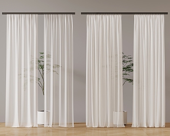 modern curtain transparent gauze curtain 3d model