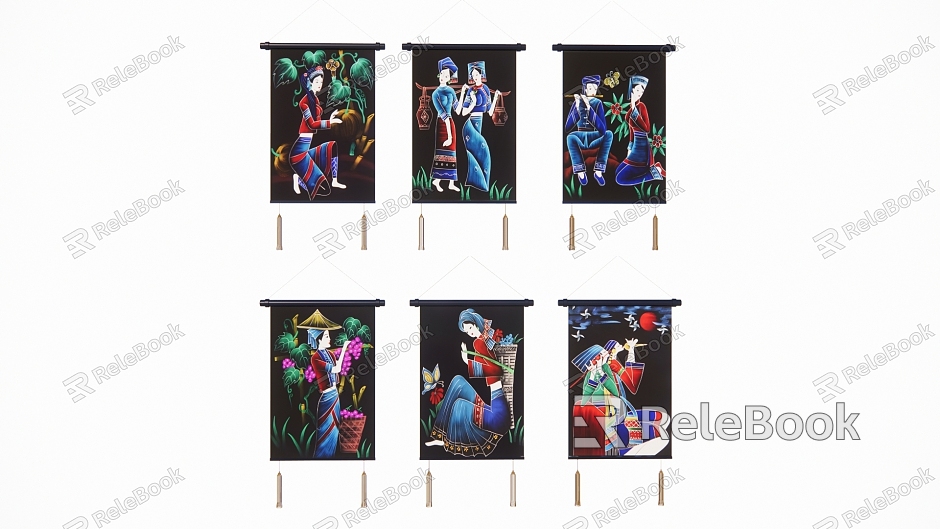 Chinese Minority Decorative Painting Hanging Painting model