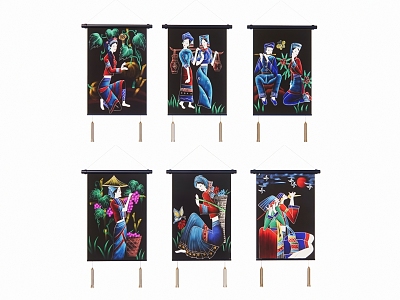 Chinese Minority Decorative Painting Hanging Painting model