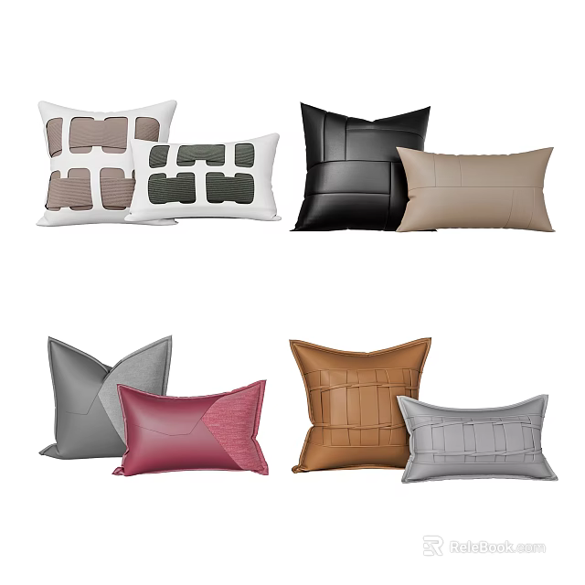Modern Decorative Pillows With Various Colors And Textured Patterns For Home 3d model