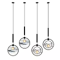 Elegant Modern Pendant Lights With Round Textured Glass And Gold Frames