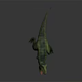 Tyrannosaurus Rex 3D Model With Green Yellow Color Open Mouth Dynamic Pose
