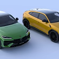 Green And Yellow Lamborghini Urus Sporty SUV Cars With Modern Exterior Design
