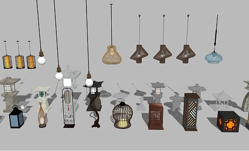 New Chinese Lawn Lamp Zen Lamps 3d model