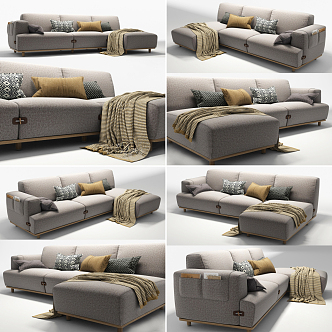 Modern corner sofa multiplayer fabric corner sofa 3d model