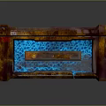 Rusted Metal Chest With Blue Glowing Panels And Transparent Sections Vintage Tech Design