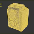 Vintage Twin Lens Camera with Retro Design Metal Leather Material and Circular Lenses