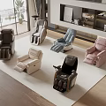 Modern Living Room With Multiple Massage Chairs In Various Colors And Styles