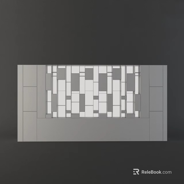 Modern Decorative Wall With Geometric Pattern In Gray And White 3d model