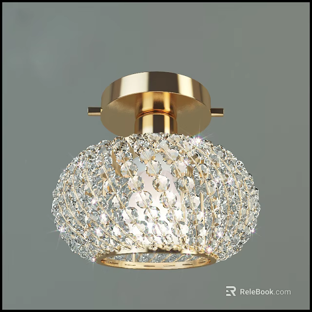Elegant Modern Crystal Chandelier With Golden Base And Transparent Crystals 3d model 