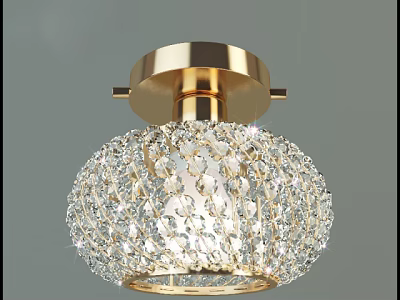 Elegant Modern Crystal Chandelier With Golden Base And Transparent Crystals 3d model