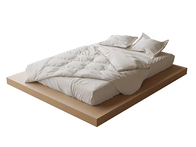 Simple Single Bed Interior Design With White Bedding Two Pillows And Wooden Frame 3d model